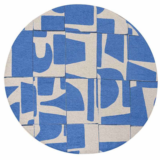 Louis De Poortere Designer Papercut Round Rugs in 9358 Campanula Blue