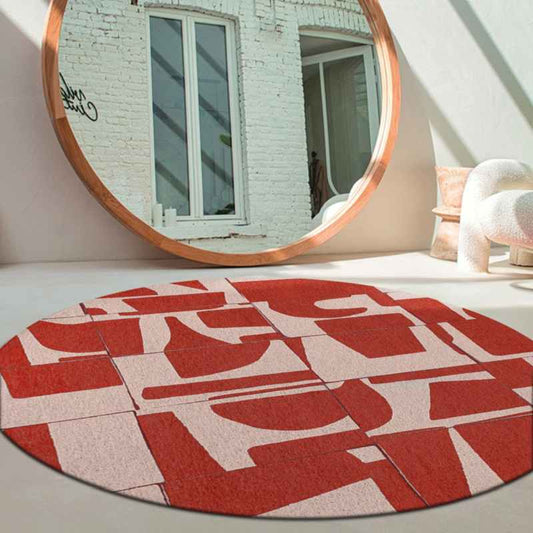 Louis De Poortere Designer Papercut Round Rugs in 9364 Rust Orange