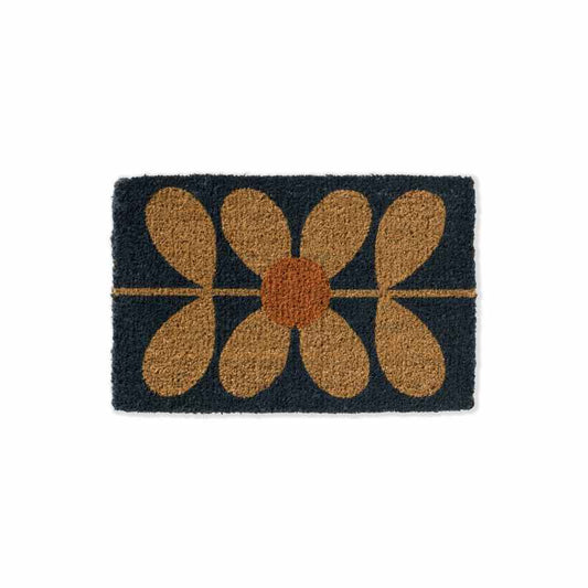 Sixties Stem Coir Doormat 564008 by Orla Kiely in Navy Blue