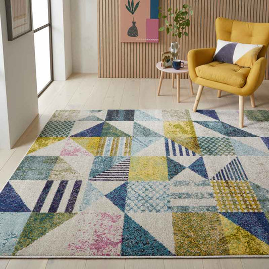 Carnaval CAR101 Geometric Rug by Concept Looms in Light Multi