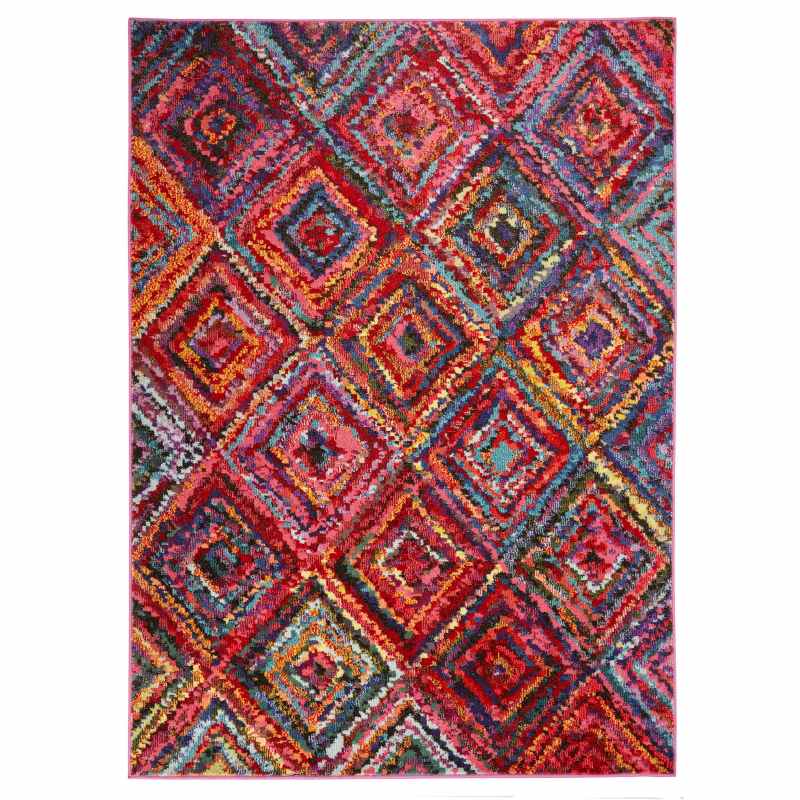 Carnaval CAR105 Geometric Rug by Concept Looms in Multicolour