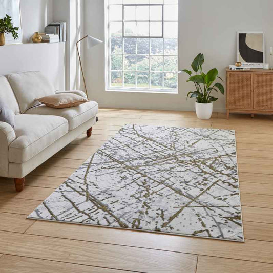 Artemis B8403A Modern Abstract Rugs in Gold Silver Grey