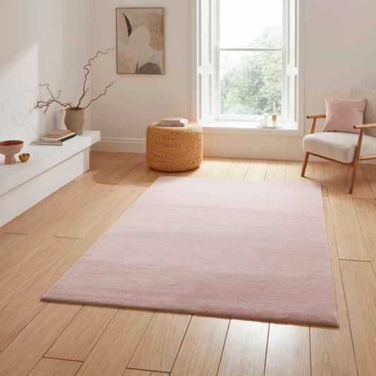 Snug Rug Modern Plain Soft Rugs in Blush Pink
