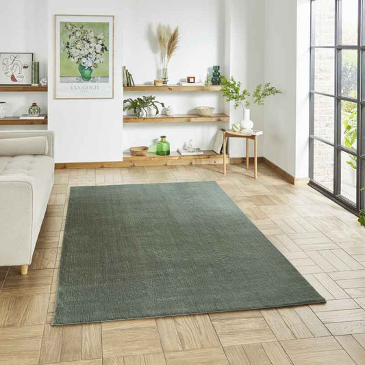 Snug Rug Modern Plain Soft Rugs in Green