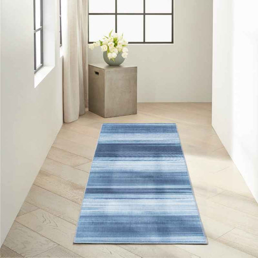 Calvin Klein LDR01 CK031 Launder Washable Runner Rugs in Aqua Blue
