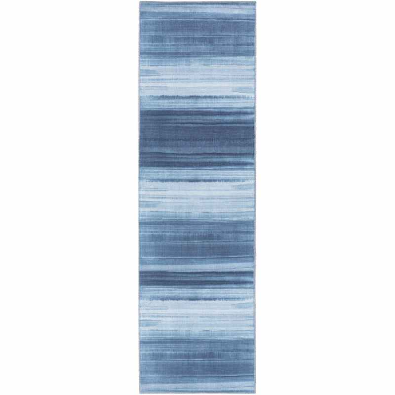 Calvin Klein LDR01 CK031 Launder Washable Runner Rugs in Aqua Blue