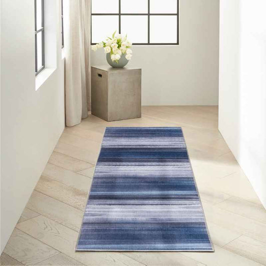 Calvin Klein LDR01 CK031 Launder Washable Runner Rugs in Navy Blue