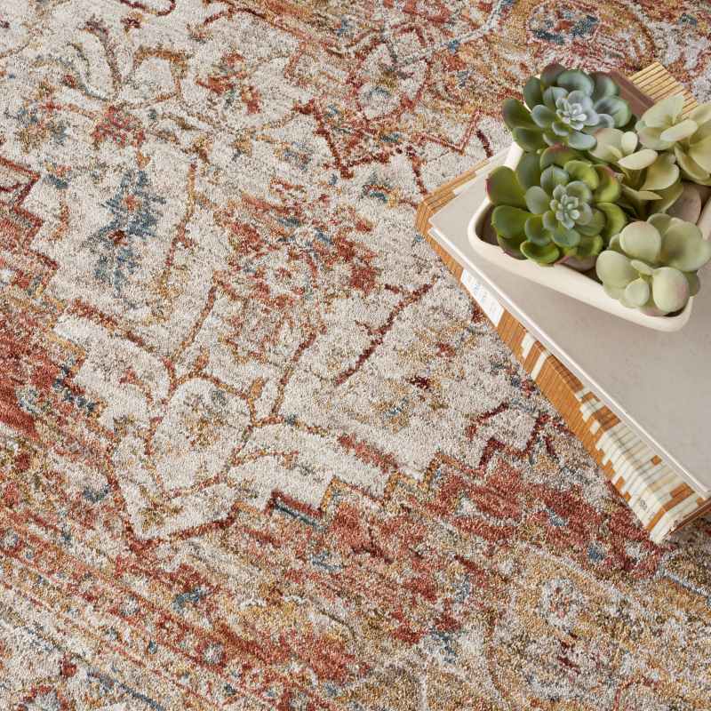 Nourison Sahar SHR06 Traditional Rugs in Ivory Rust