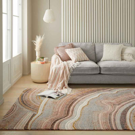 Concept Looms Amara AMA108 Marble Rugs in Blush Grey