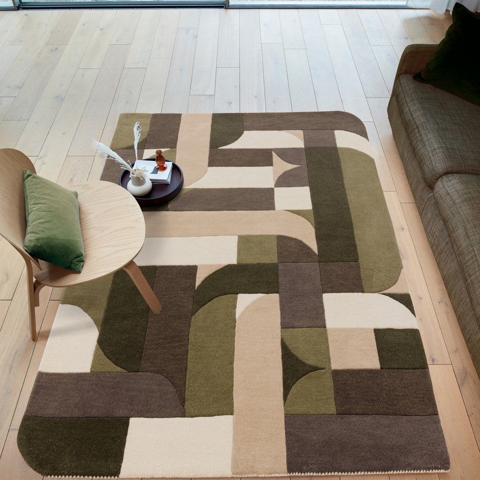 Matrix Klotski MAX90 Wool Geometric Rugs in Sage Green – The Rug Seller