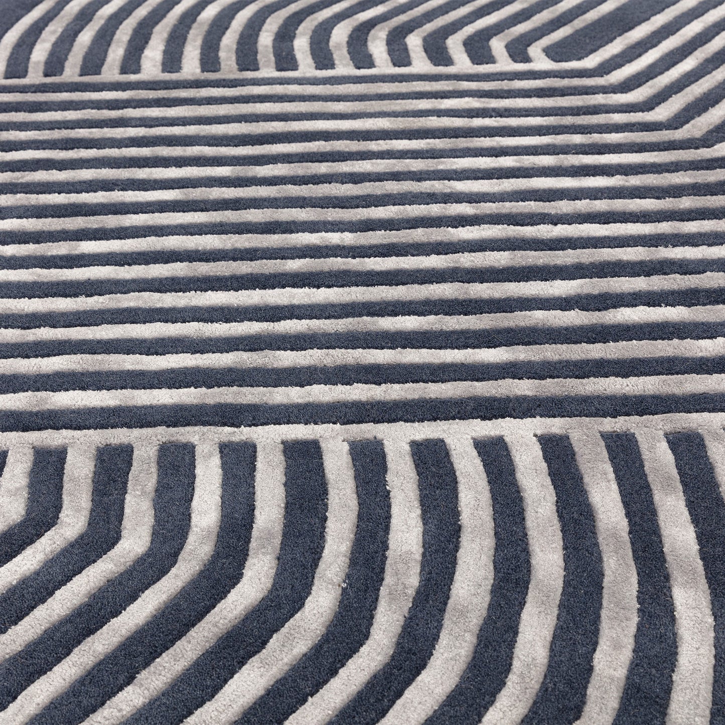 Matrix Solstice MAX97 Wool Carved Rugs in Navy Blue