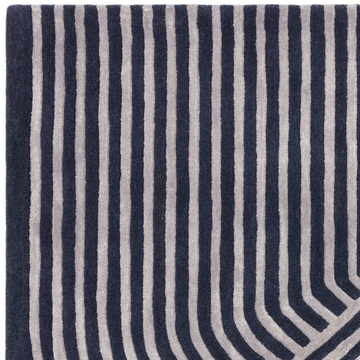 Matrix Solstice MAX97 Wool Carved Rugs in Navy Blue