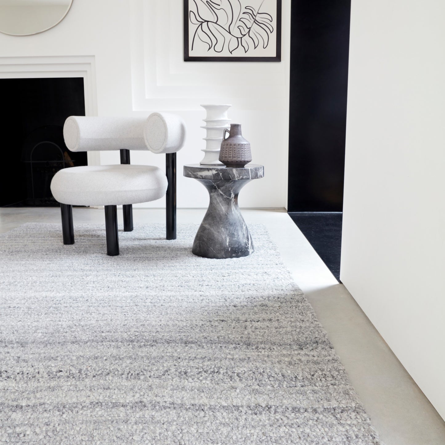 Abbus Modern Boucle Flatweave Rugs in Steel Grey