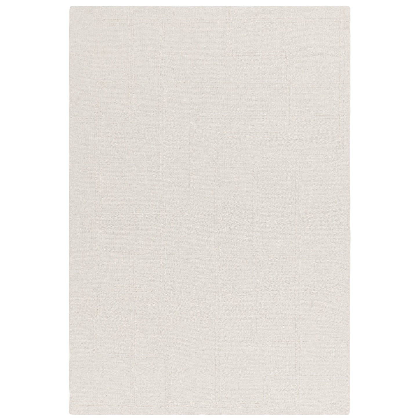 Ada Modern Boho Geometric Wool Rugs in Ivory White