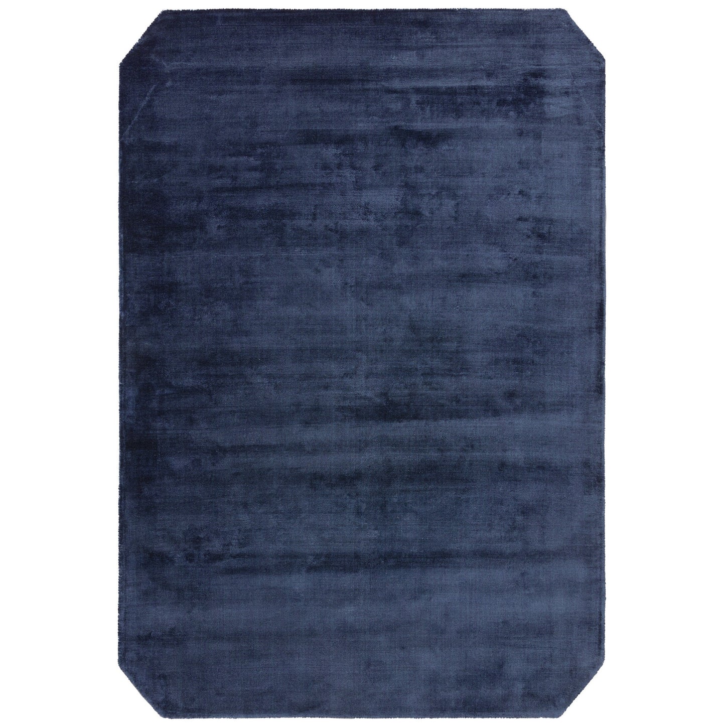 Gleam Modern Plain High Shine Rugs in Navy Blue