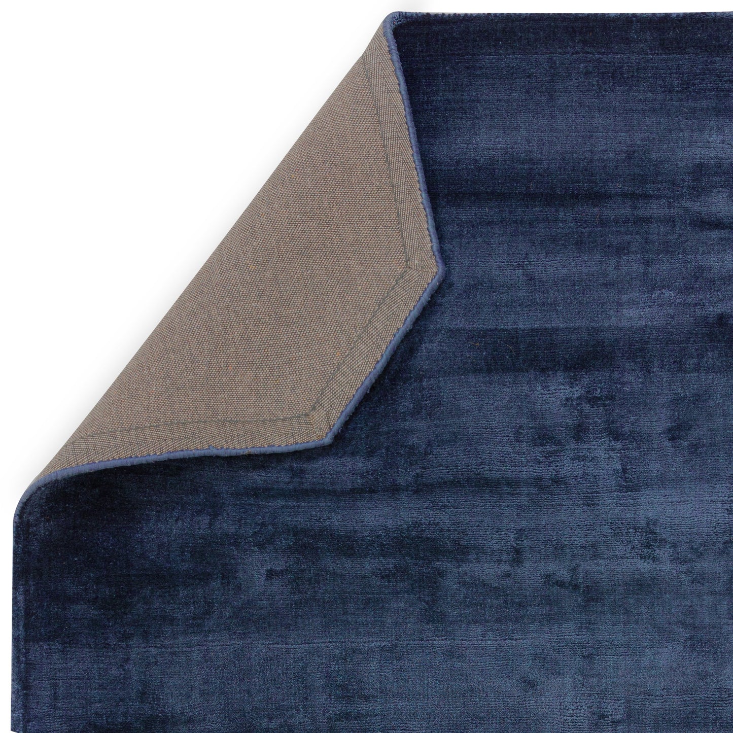 Gleam Modern Plain High Shine Rugs in Navy Blue
