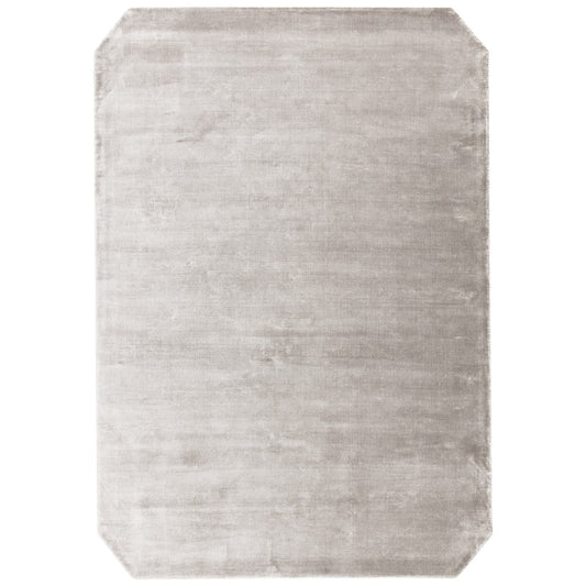 Gleam Modern Plain High Shine Rugs in Silver Grey