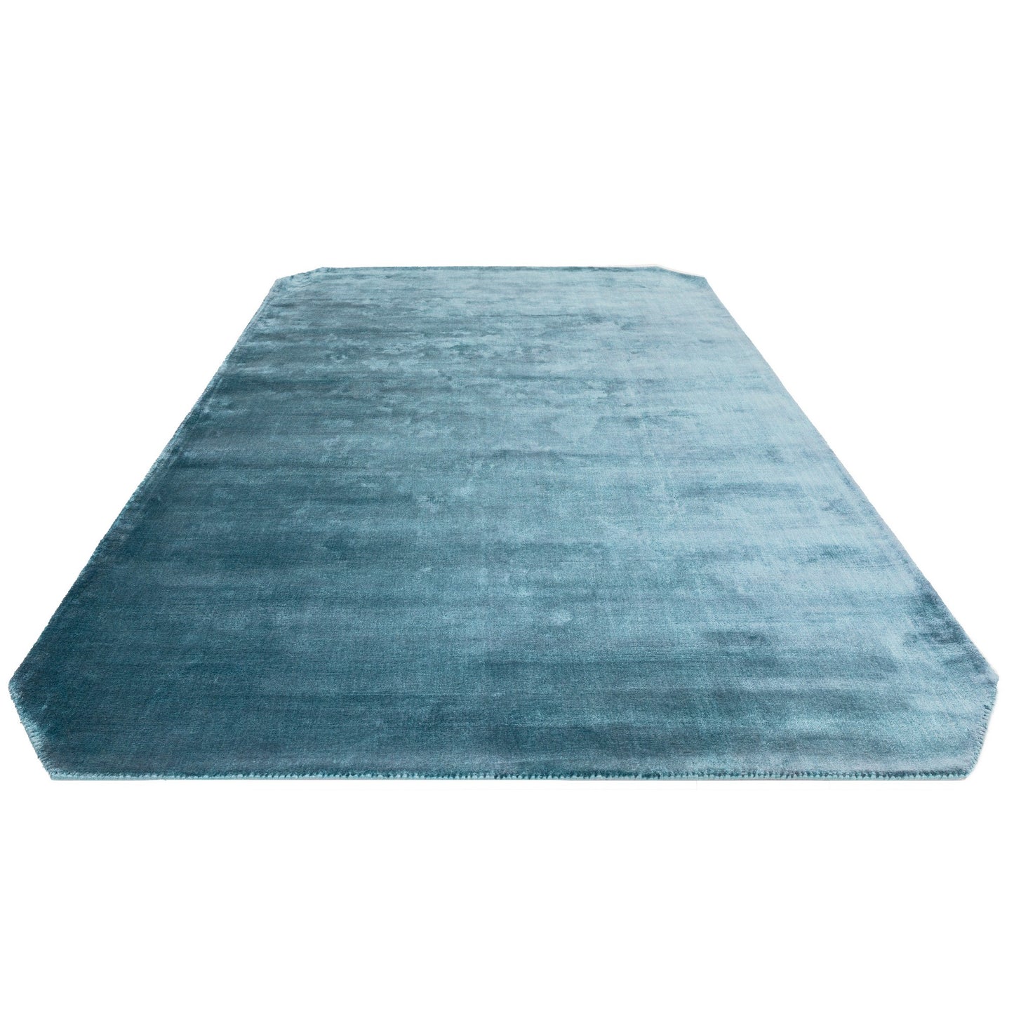 Gleam Modern Plain High Shine Rugs in Teal Blue