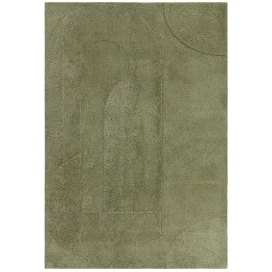 Tova Modern Plain Carved Geometric Rugs in Green