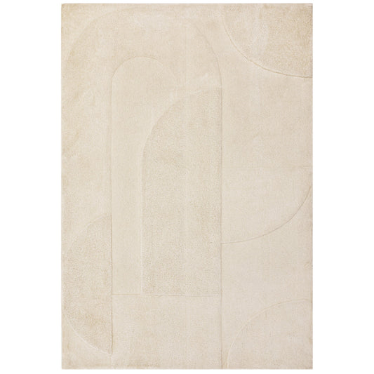 Tova Modern Plain Carved Geometric Rugs in Ivory White