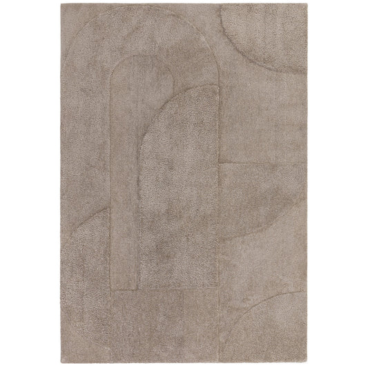 Tova Modern Plain Carved Geometric Rugs in Moleskin Brown