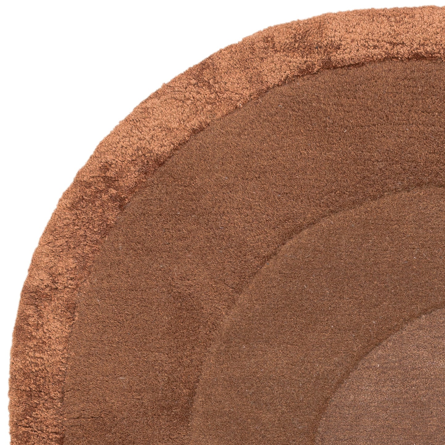 Halo Curved Modern Wool Carved Rugs in Clay Brown