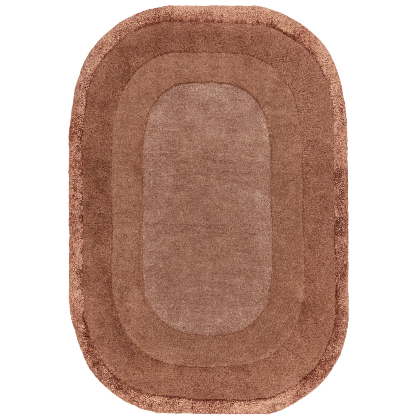 Halo Curved Modern Wool Carved Rugs in Clay Brown