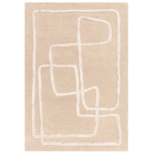 Infinity Modern Wool Abstract Textured Rug in Sand Natural