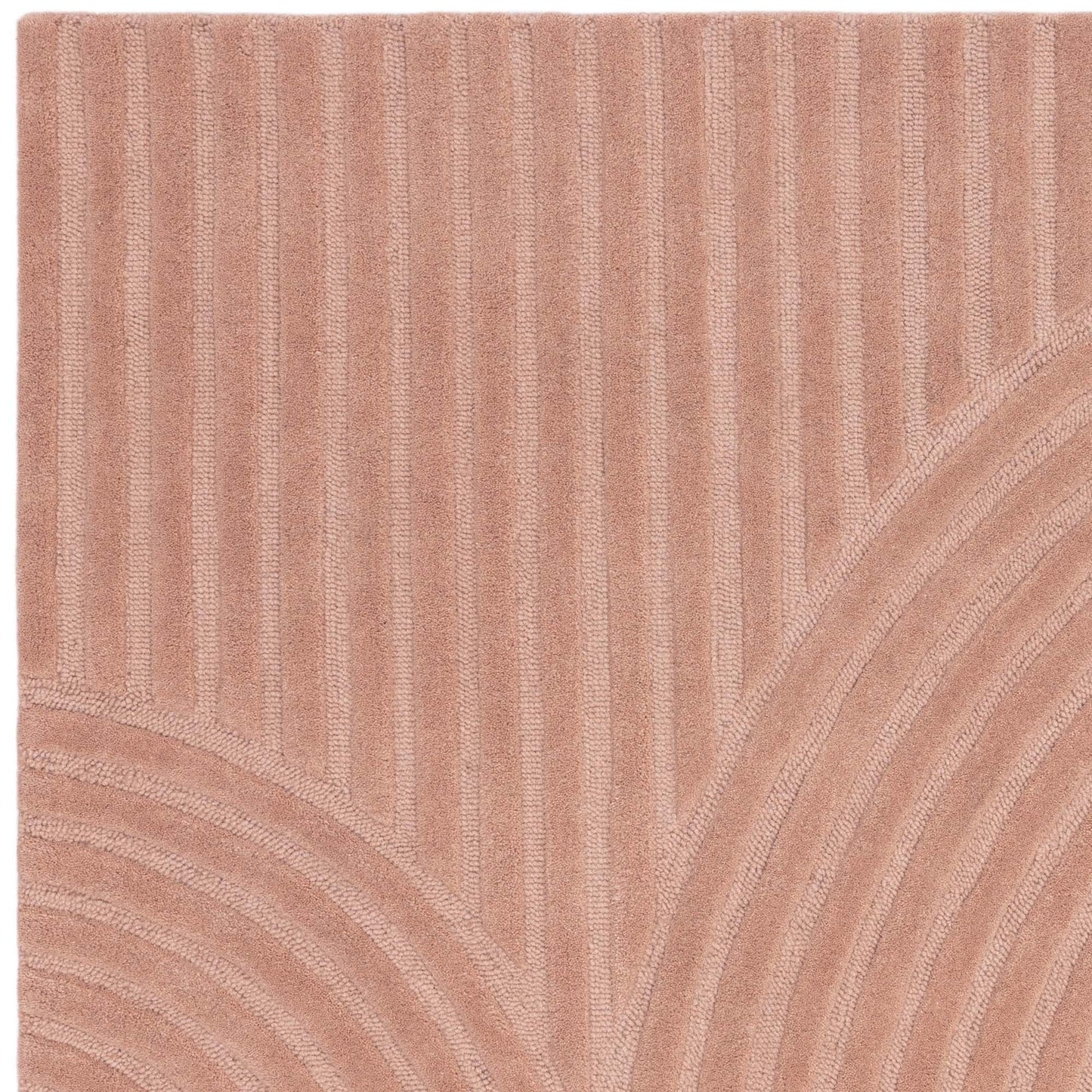 Hague Carved Modern Geometric Wool Rug in Blush Pink