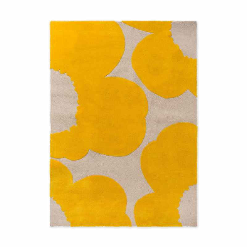 Iso Unikko Wool Floral Rugs 132306 by Marimekko in Yellow