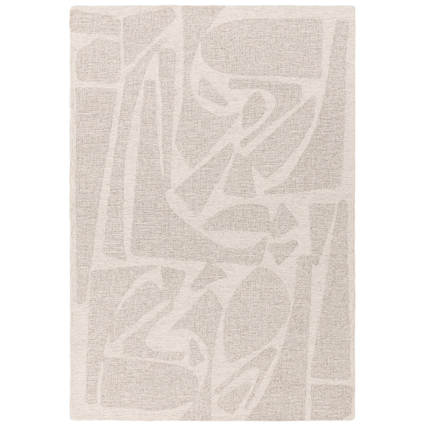 Loxley Boho Abstract Wool Modern Rugs in Chalk White