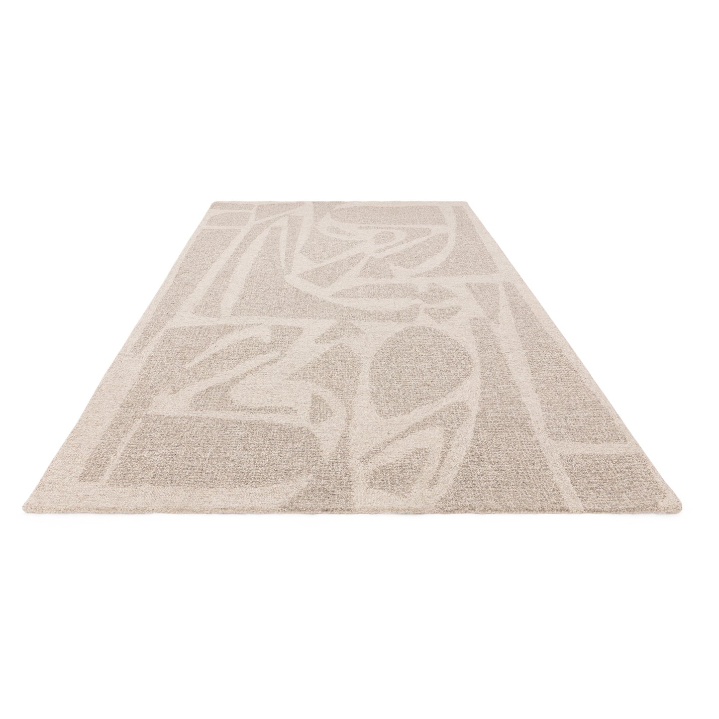 Loxley Boho Abstract Wool Modern Rugs in Linen Grey