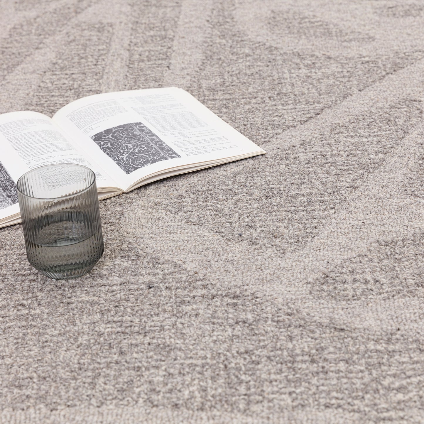 Loxley Boho Abstract Wool Modern Rugs in Stone Grey