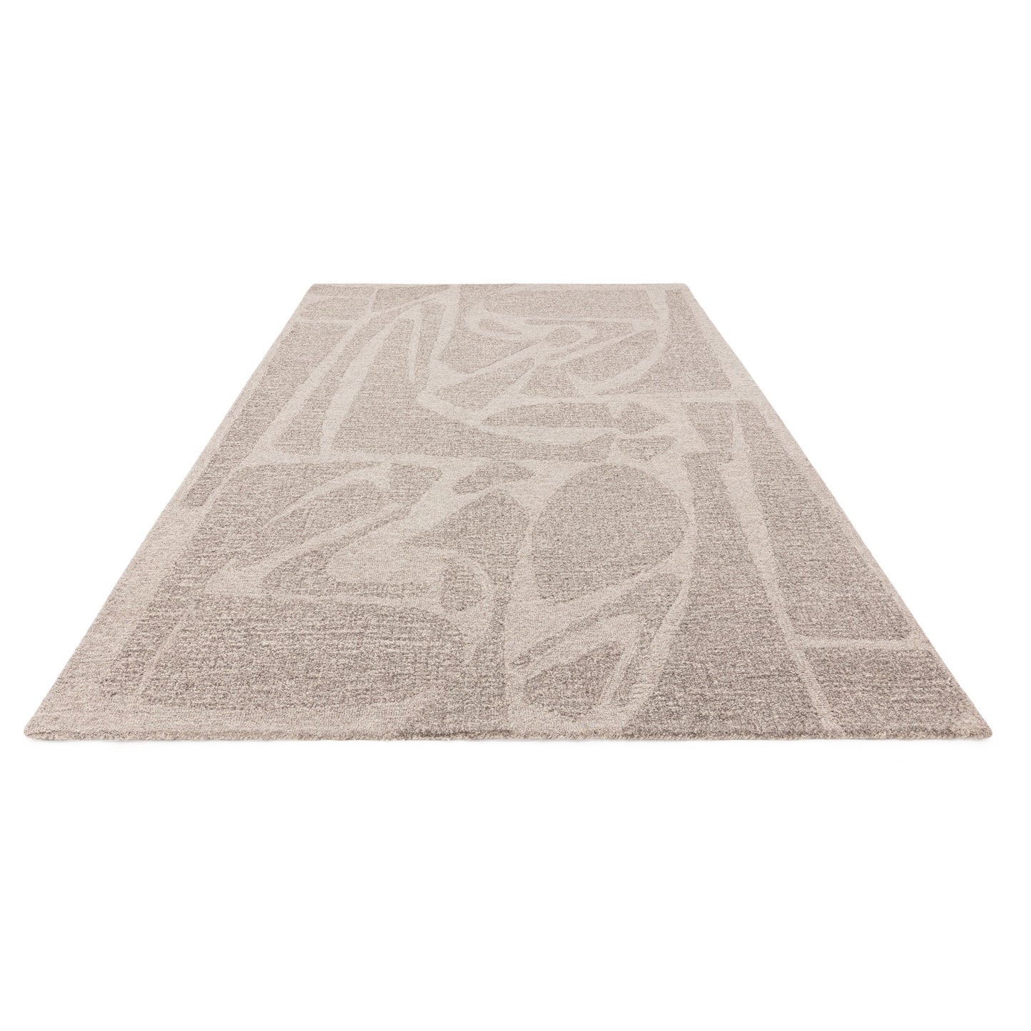 Loxley Boho Abstract Wool Modern Rugs in Stone Grey