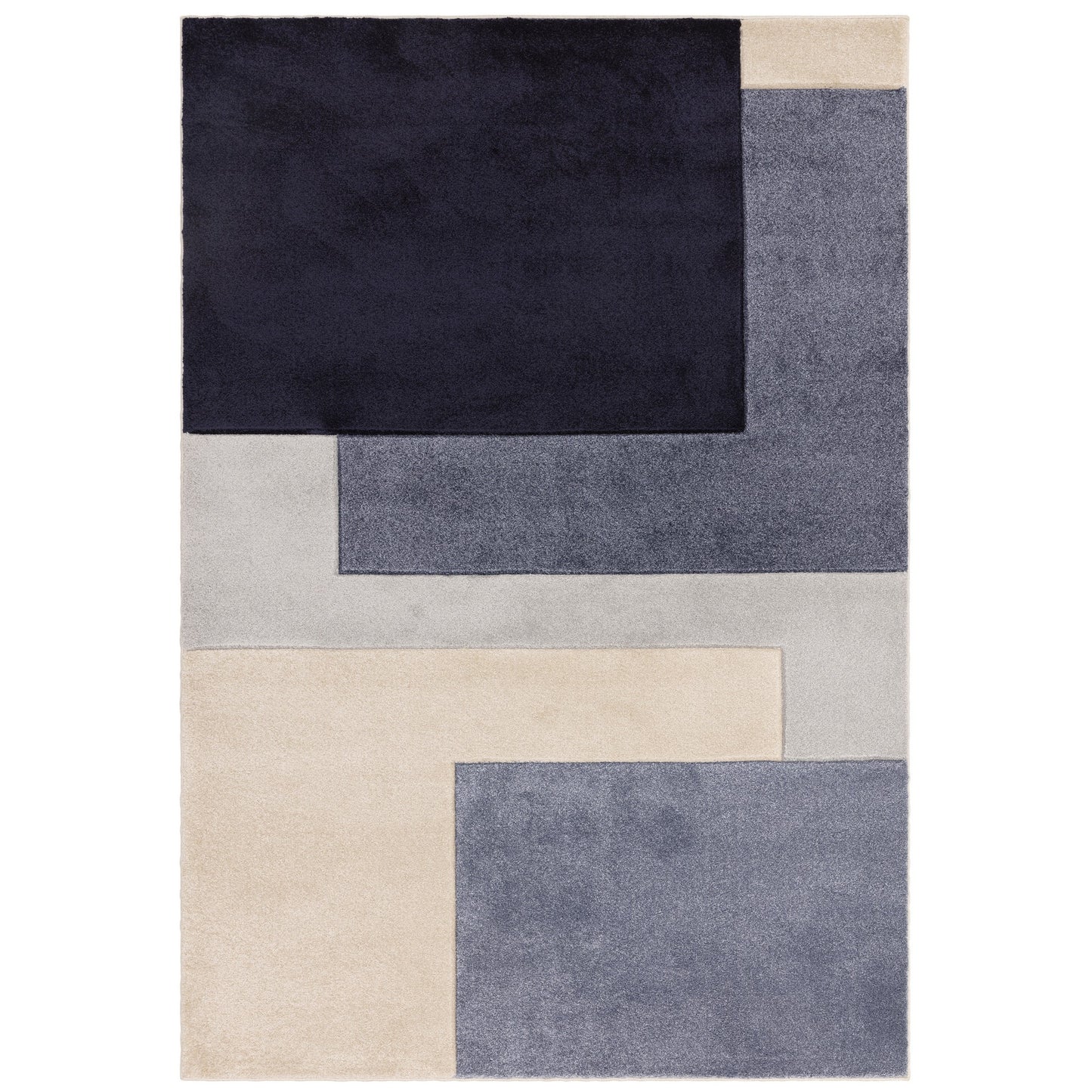 Sketch Blocks Geometric Carved Rugs in SK13 Blue