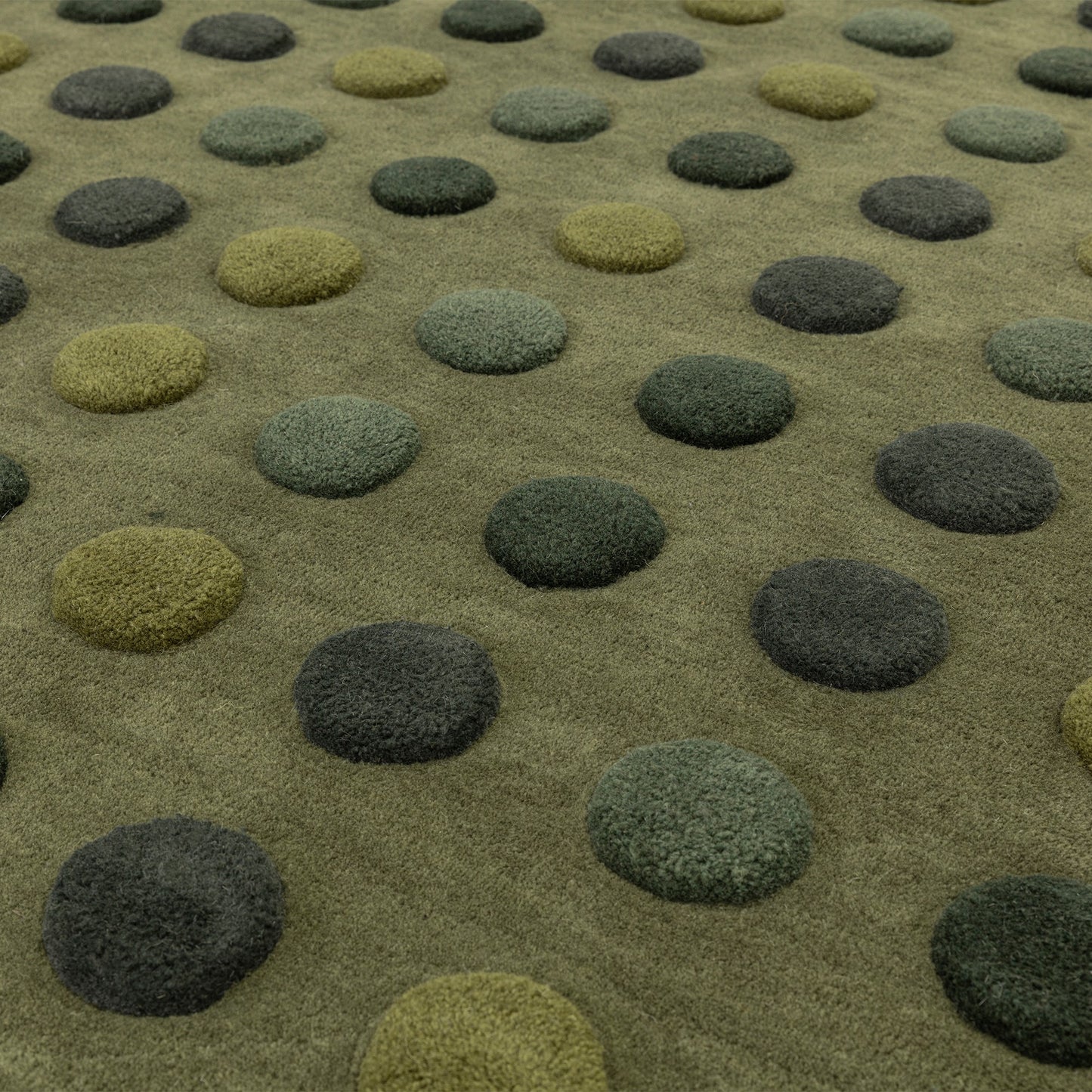 Dotty Spots Modern Wool Carved Rugs in Green