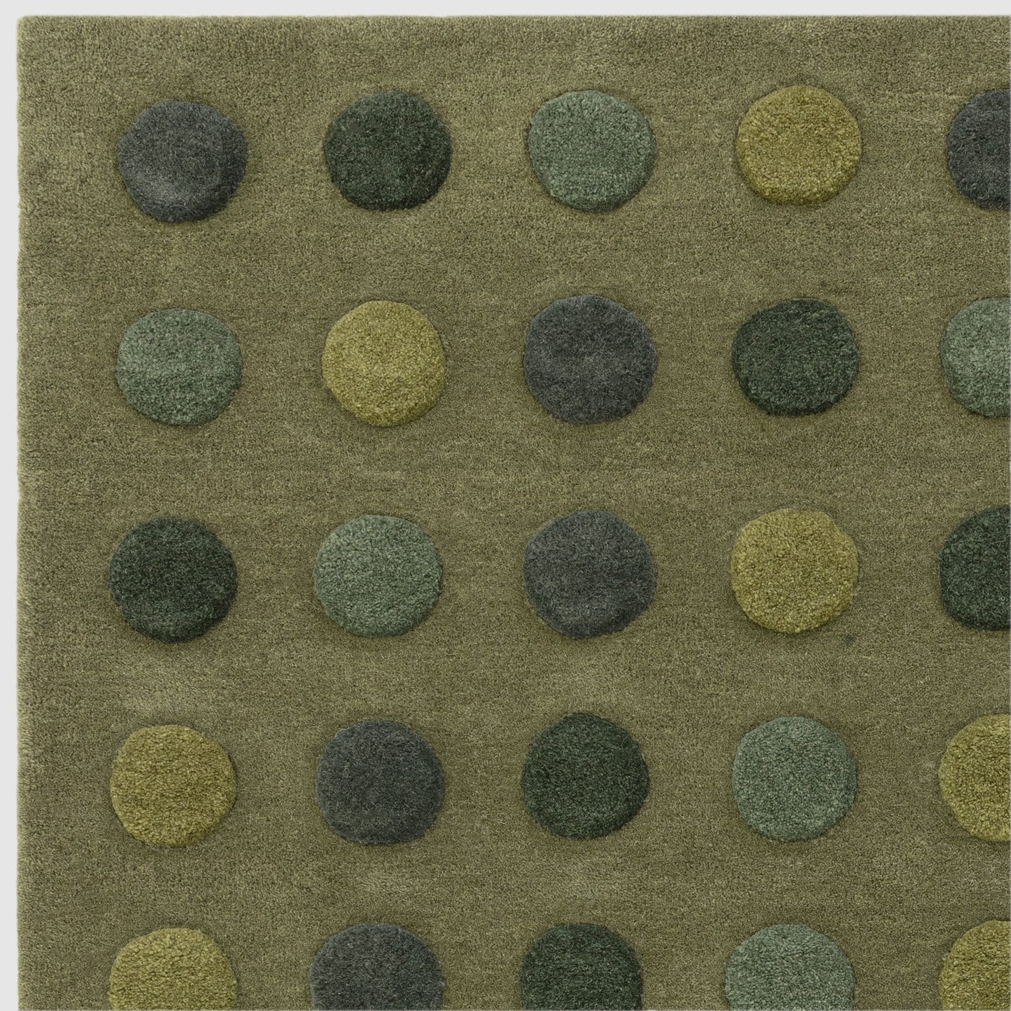 Dotty Spots Modern Wool Carved Rugs in Green