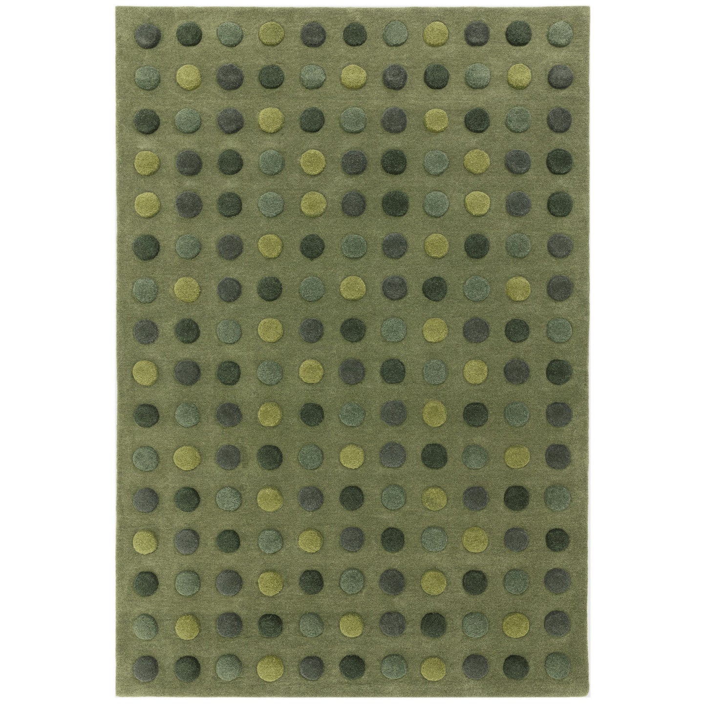 Dotty Spots Modern Wool Carved Rugs in Green