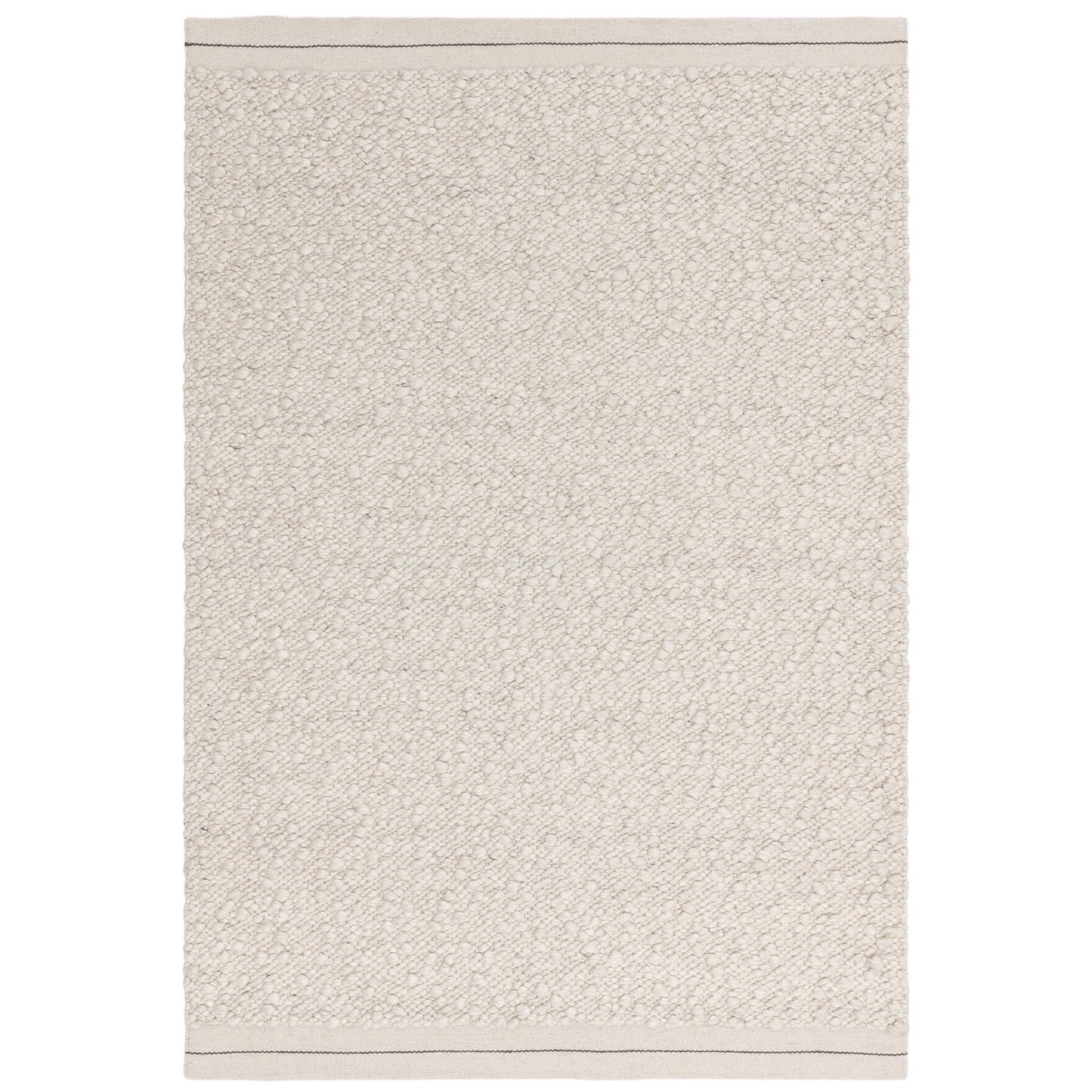 Elm Plain Boho Wool Flatweave Rugs in Ivory White