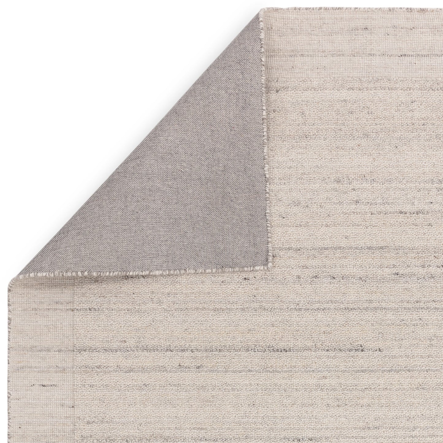 Larson Plain Boho Wool Border Rugs in Ivory White