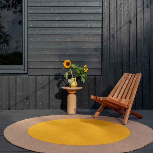 Habitat Festival Round Indoor Outdoor Rug 496306 by Brink & Campman in Yellow