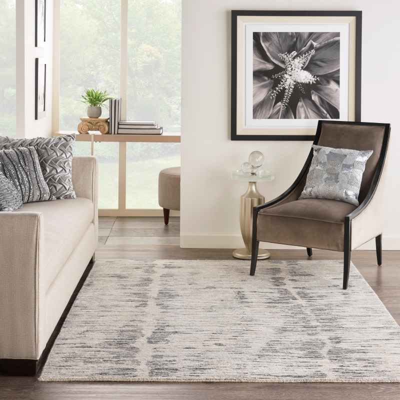 Ocean OCP03 Abstract Rug by Nourison in Cream Charcoal Grey