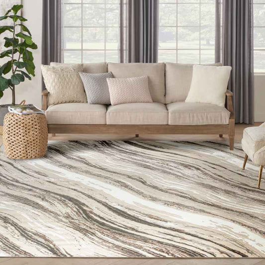 Sustainable Trend SUT05 Abstract Rugs by Nourison in Beige Grey