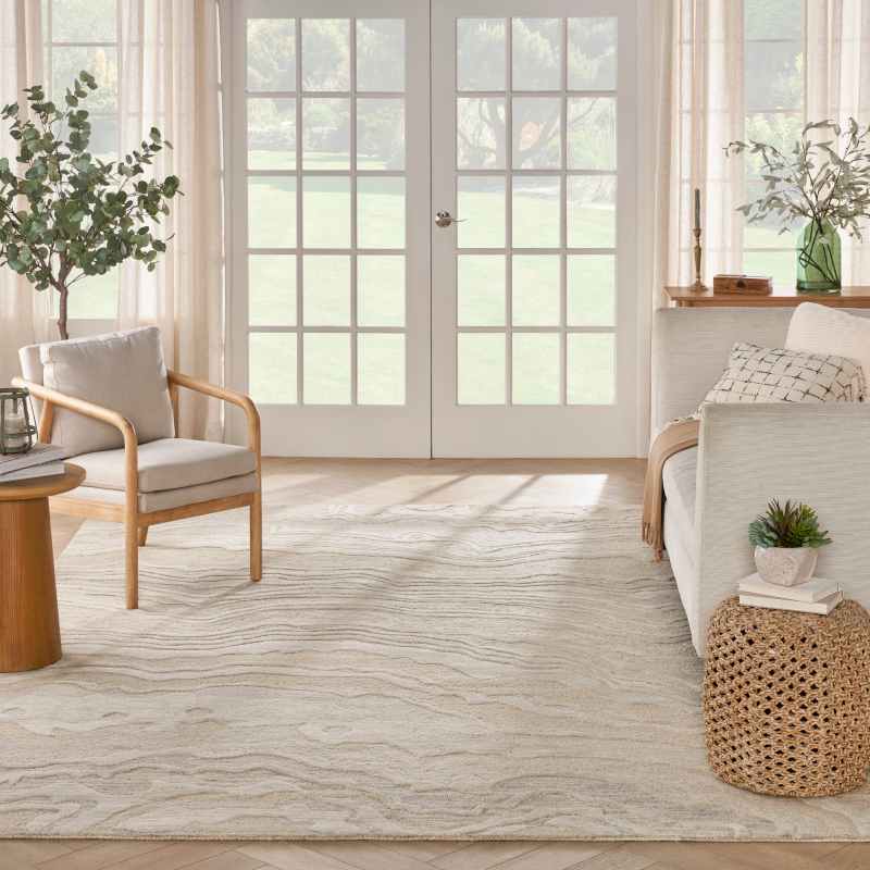 Graceful GRU01 Abstract Wool Rugs by Nourison in Beige