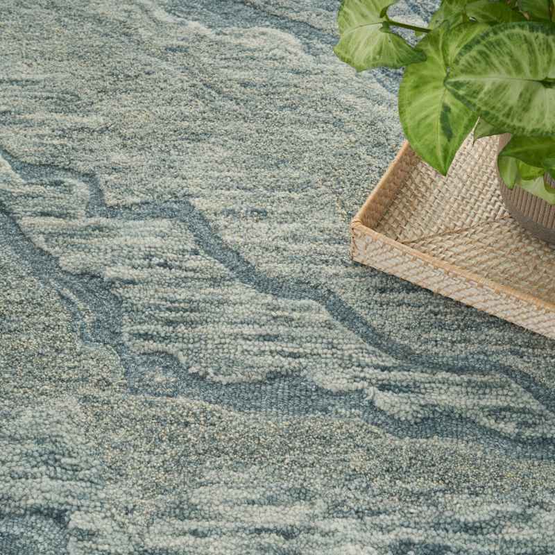 Graceful GRU01 Abstract Wool Rugs by Nourison in Blue