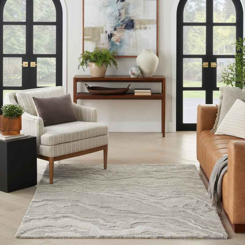 Graceful GRU01 Abstract Wool Rugs by Nourison in Grey