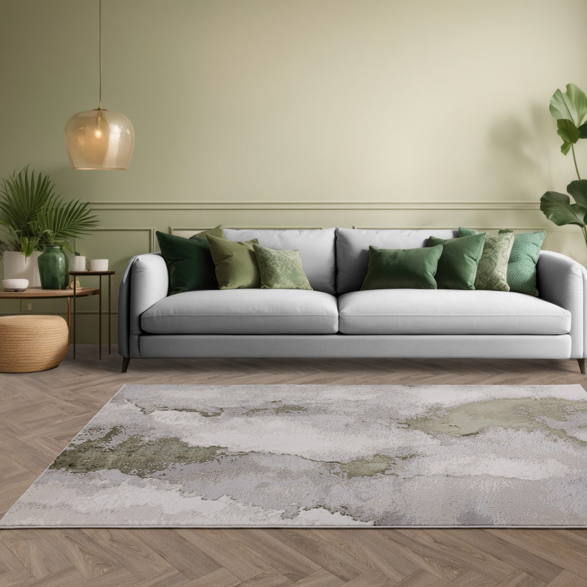 Stellar ST04 Modern Abstract High Shine Rugs in Green – The Rug Seller