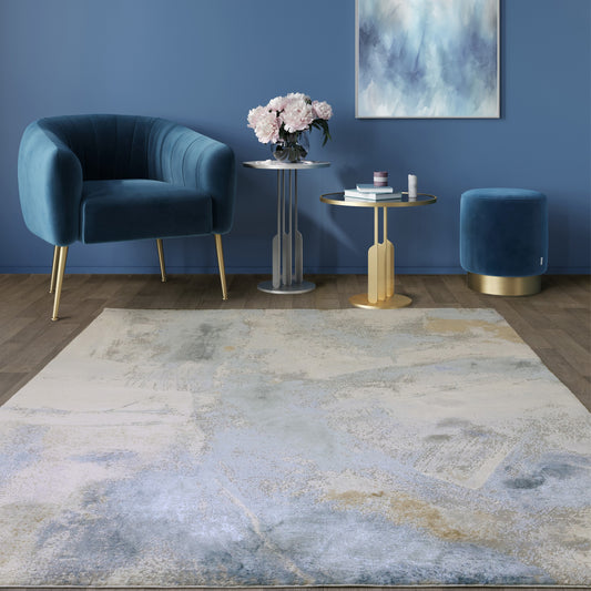 Stellar ST06 Modern Abstract High Shine Rugs in Blue