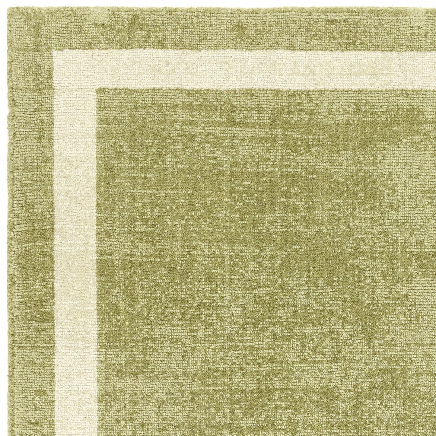Albi Border Plain Classic Wool Runner Rugs in Green