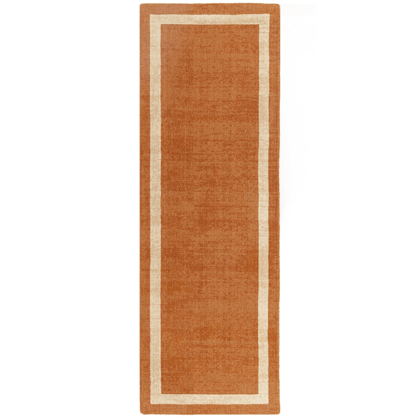Albi Border Plain Classic Wool Runner Rugs in Orange